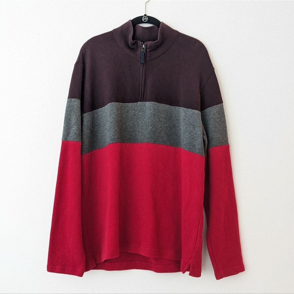 Land's End Mens quarter zip fine gauge cotton sweater